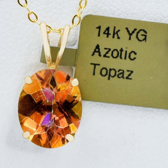 Jewelry - Azotic Topaz 3.75 Cts Solitaire Pendant 14K Yellow Gold